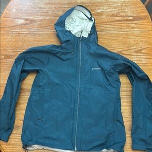 Patagonia Blue Hooded Rain Jacket